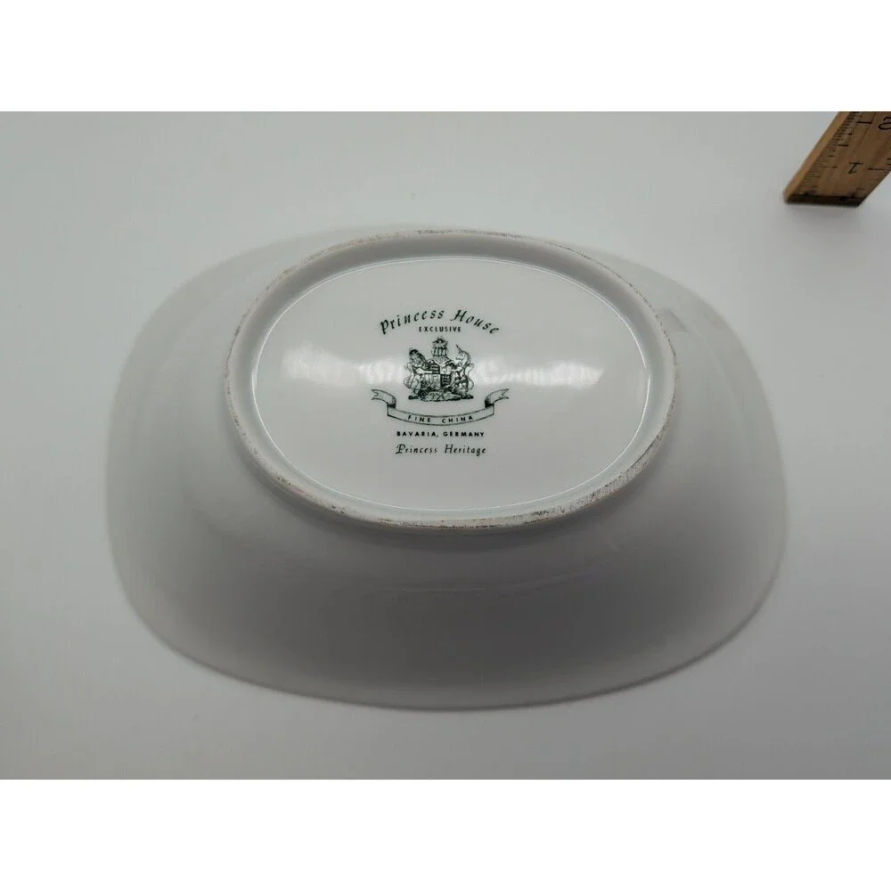 Princess House Heritage Fina China Rectangular Serving Bowl Gold Rim Bavaria